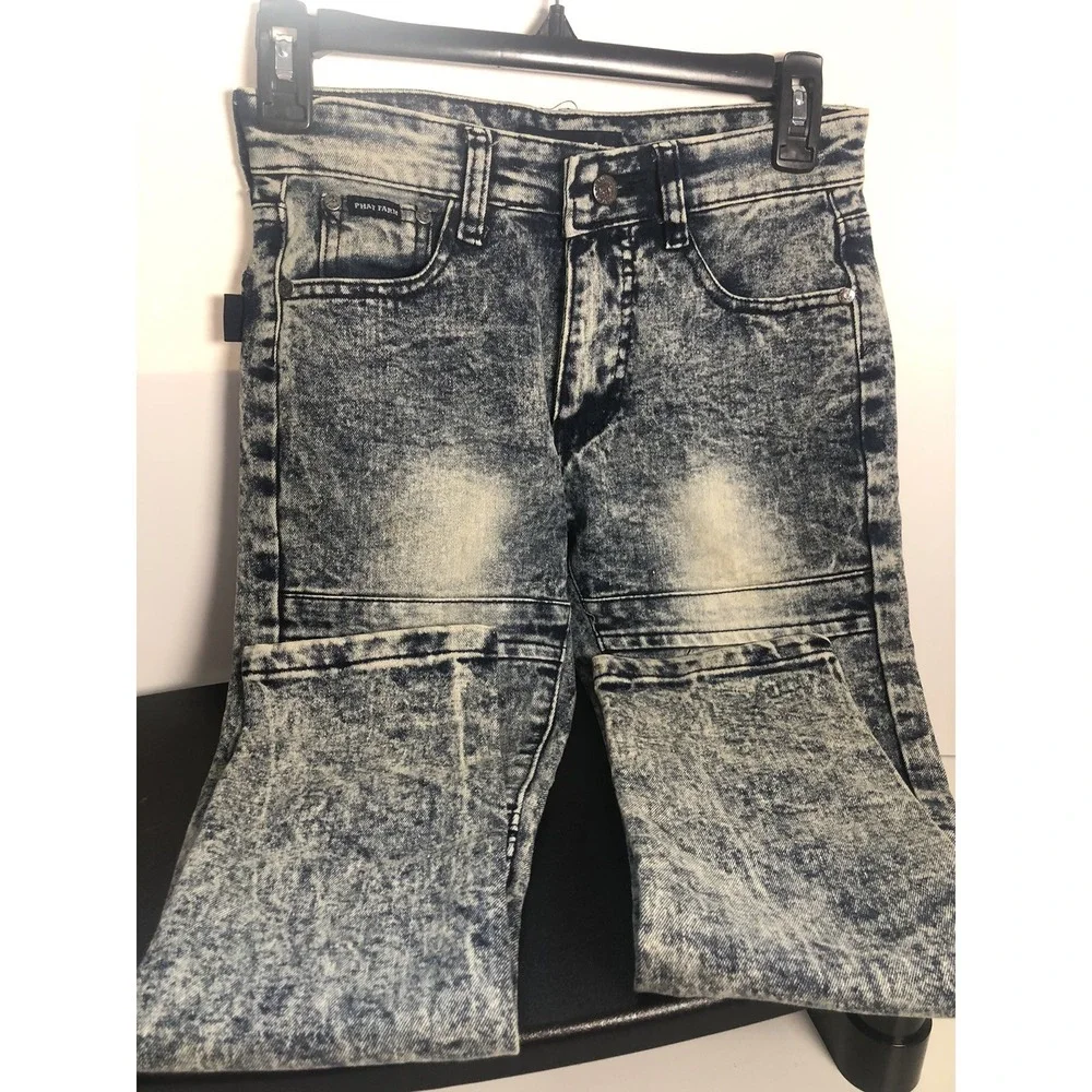 Phat Farm Boys Size 8 Skinny Stretch Jeans‎ Blue Acid Wash Denim Teen